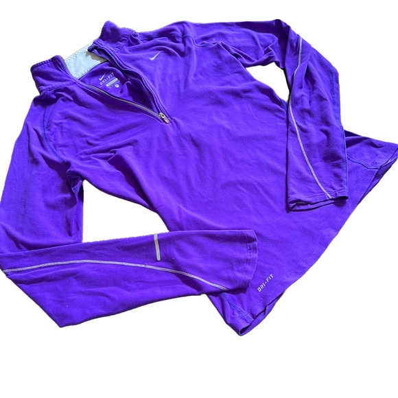 PURPLE NIKE DRI FIT QUARTER ZIP LONG SLEEVE TOP SIZE XS - Picture 2 of 6